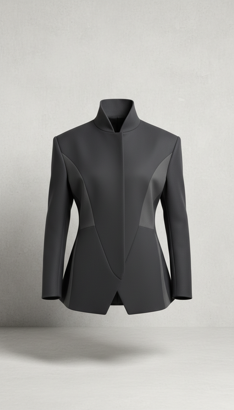 Minimalist Sculptural Blazer in Charcoal