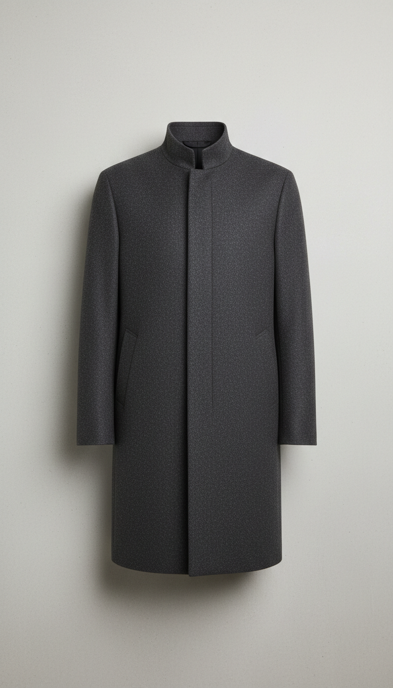 Technical Wool Overcoat with Storm Flap